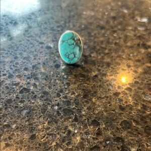 Oval Turquoise Stone Ring with Silver 925 Setting - Women Jewelry